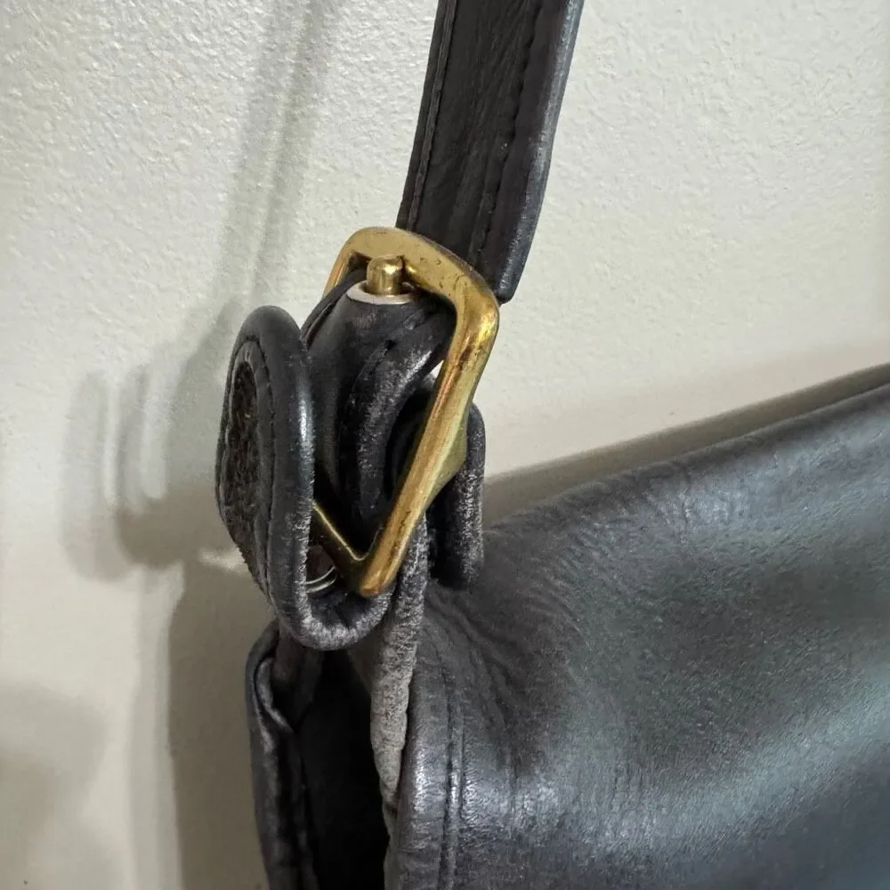 Coach 9525 Vintage Old Stewardess Black Leather Shoulder Bag - Picture 5 of 11
